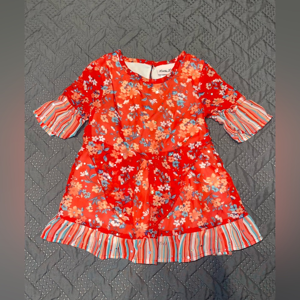 LITTLE LASS RED FLORAL DRESS